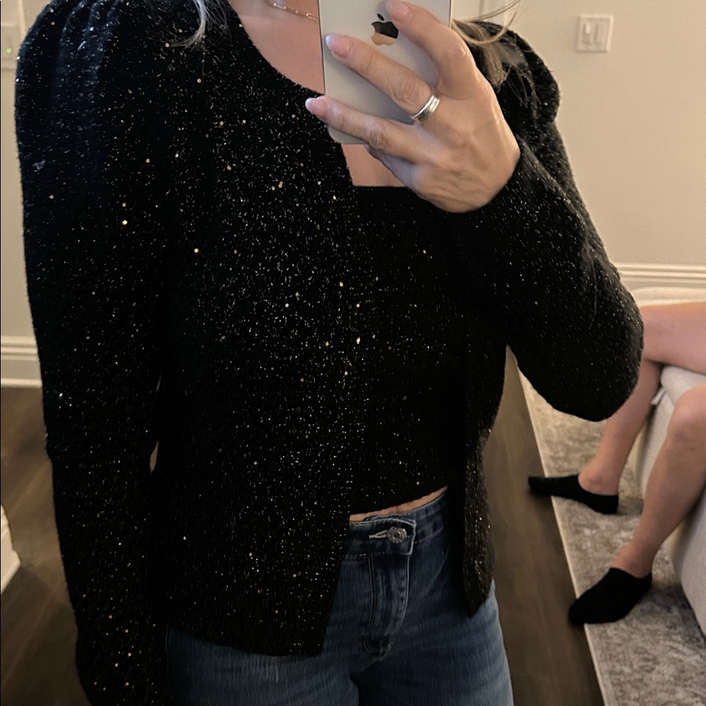 Express Black Sparkle Cardigan 2 piece
